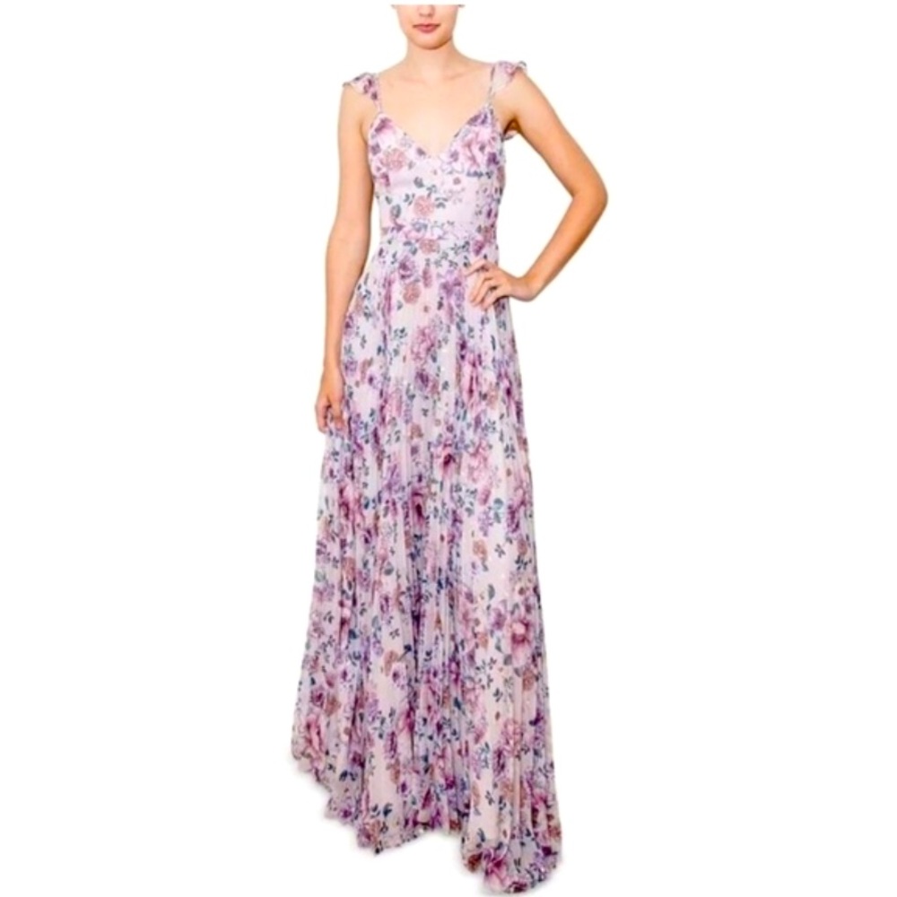 Crystal Doll Lavender Floral Maxi Dress